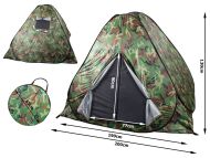 Namiot turystyczny samoskładający z moskitierą dla 3-4 osób, 2x2x1,3m, kamuflaż + walizka transporto