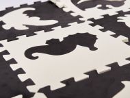 Puzzle piankowe kontrastowe 30x30 cm, 25 elementów czarne, kremowe