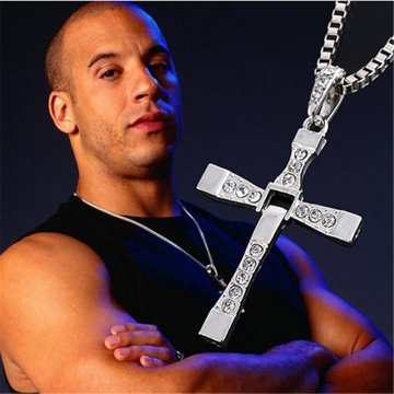 Srebrny łańcuszek na szyję z krzyżem - Dominic…