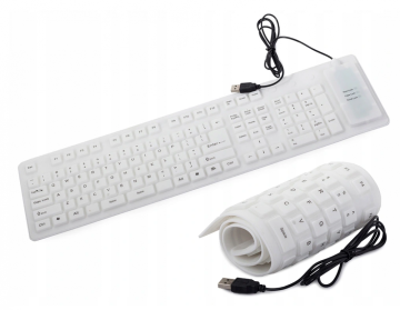 Elastyczna klawiatura silikonowa do PC biała