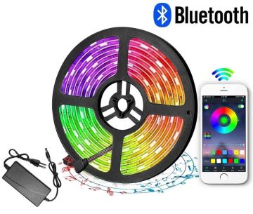 Kolorowa taśma LED Bluetooth RGB, IP65, 220V, 5m